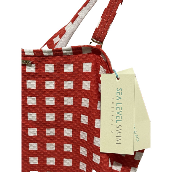 Sea Level Gingham Tankini Top Women's 8 Cross Front Padded - Picture 4 of 7